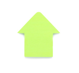 Colorful arrow shaped sticky note on white background. School stationery