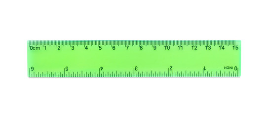 Colorful ruler on white background. School stationery