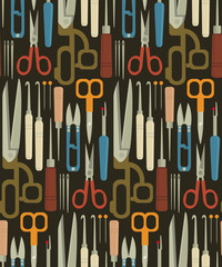 Collection set icon of sets Sewing equipment, dressmaking and needlework accessories icons set with coils of threads, pins,tape measure, scissors and buttons.  