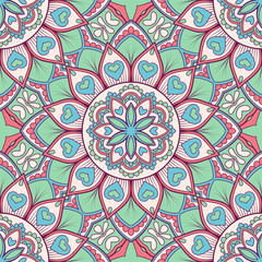 Hand drawn ornamental seamless pattern. Vector Illustration