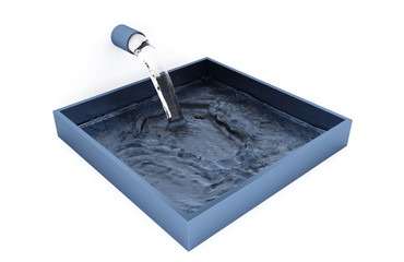 Water filling up of a Grey Blue Square Bowl