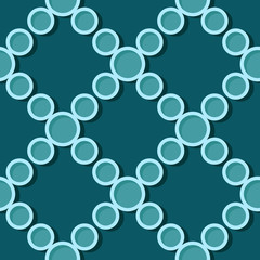 Seamless geometric background. Blue green 3d circle pattern