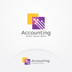 Accounting logo, Vector square symbol with arrows growing up, Accounting vector logo template