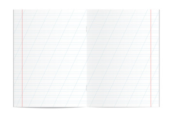 Realistic blank handwriting practice copy book spreadsheet - 215080134