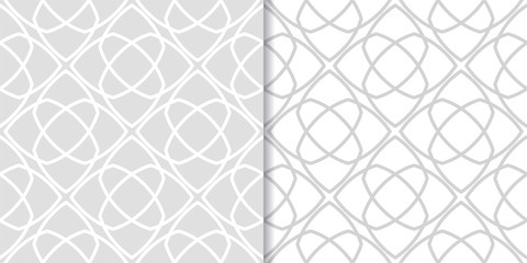 Fototapeta premium Light gray geometric ornaments. Set of seamless patterns