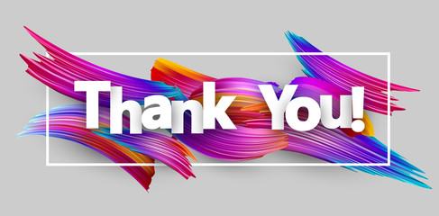 Thank you paper poster with colorful brush strokes.