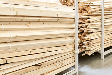 Freshly cut or chopped rough lumber.