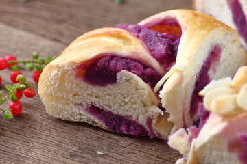 delicious handmade bread food on old wooden