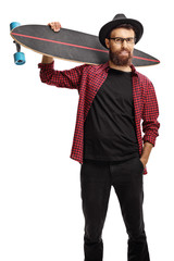 Hipster with a longboard