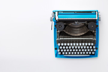 Old typewriter machine, top view.
