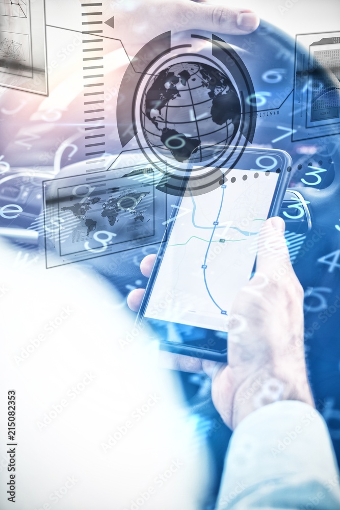 Poster composite image of technology interface