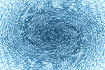 Space matter revolves around a spiral wormhole of blue color. Fantastic background image of asymmetric vortex tunnel in center of shot.