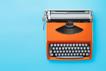 Old typewriter machine, top view.