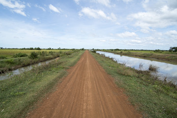 Fototapeta na wymiar CAMBODIA KAMPONG THOM AGRICULTURE WATER CANAL