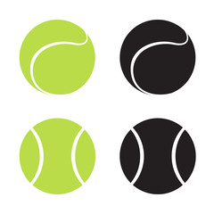 Green and black volume tennis balls on white background. Sports, fitness, activity vector illustration. Vector elements of equipment for tennis. 