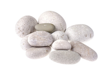 Light-gray stones of rounded shape, isolated on white