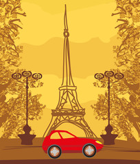 Vintage retro Eiffel tower card