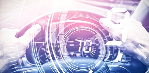 Composite image of interface dial countdown with timer in blue