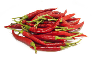 Red chili peppers on white isolated background