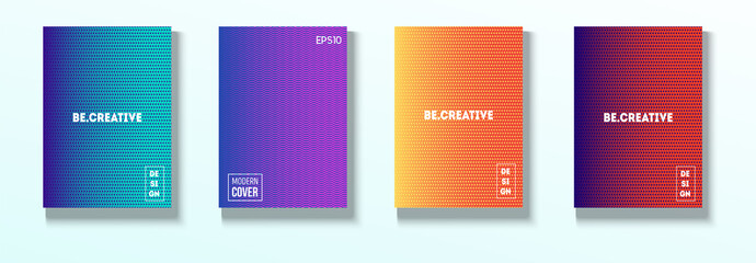 Minimal Covers, Vector Hipster Abstract Brands Design. Magenta, Cyan, Yellow Corporate Identity Blend Tech Halftones. Business Minimal Covers, Cool Retro Ad Music Party Poster Bright Gradient Stripes.