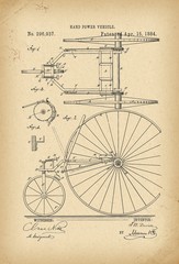 1884 Patent Velocipede Tricycle Bicycle archival history invention