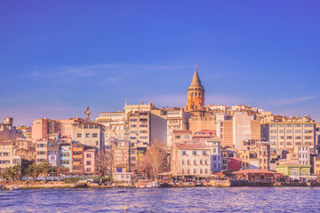 Fototapeta na wymiar View of famous Galata tower in Istanbul