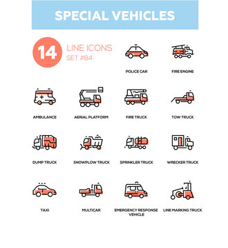 Special vehicles - line design icons set