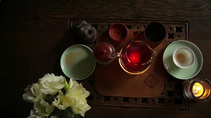 Traditional chinese tea ceremony, close up, slow motion 50 fps - Powered by Adobe