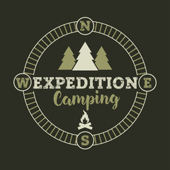 Camping outdoor logo set. Adventure travel logos. Retro camp vectors.
