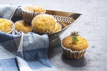 homemade arabic sugar muffins on boat shape silver plate