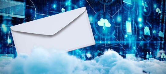 Composite image of digitally generated image of fluffy clouds 