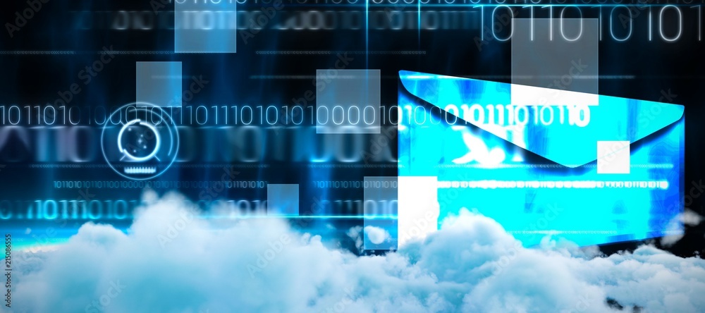 Poster composite image of digitally generated image of fluffy clouds