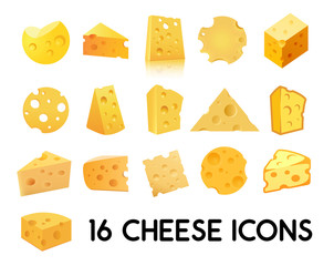 Cheese Icon Set isolated on white background. Vector illustration in EPS 10.