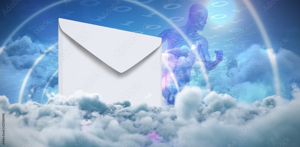 Wall mural composite image of graphic of envelope on white background