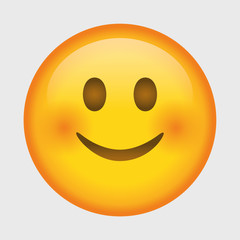 Vector smiling emoji. Smiling face. Happy. Cute emoticon isolated on white background.