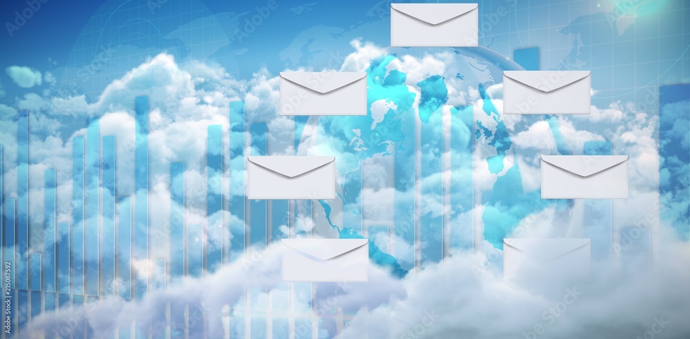 Wall mural composite image of vector of envelopes