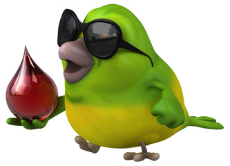 Fun green bird - 3D Illustration