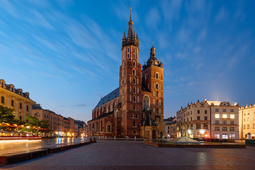 Naklejka na ściany i meble Panorama of Krakow Main Market Square, Poland.