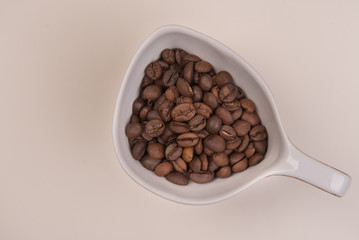 Coffee seeds on a colored background
