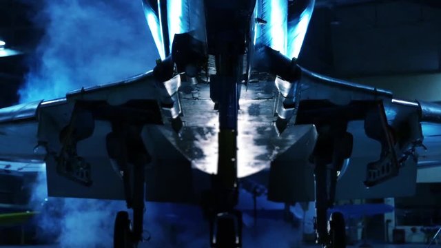 A Fighter Jet Douglas A-4 Skyhawk awaiting Deployment at Hangar. Zoom In. 