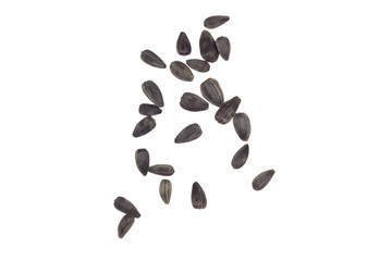 Sunflower seeds on isolated white background