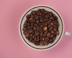 Coffee seeds on a colored background