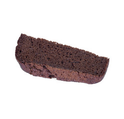 Slice of black rye bread isolated on a white background