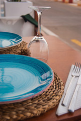 Set table of a cafe restaurant