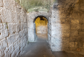 Interior of Aya Tekla underground cave Church also known as Saint Aya Thecla ,Aya Thekla, is ruined historic church of Byzantine.Silifke,Mersin,Turkey.