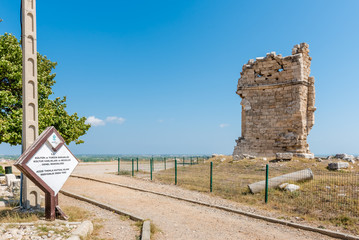 Exterior view of Great Basilica at Aya Tekla underground cave Church also known as Saint Aya Thecla or Aya Thekla, is ruined historic church located in Silifke,Mersin,Turkey.