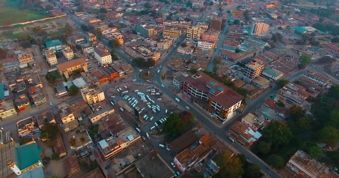 Aerial clip of Morogoro town, Tanzania.