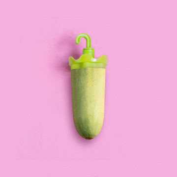 Zucchini in form of umbrella for ice cream