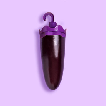Eggplant in form of umbrella for ice cream