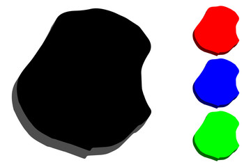 3D map of Nauru (Republic of Nauru, Pleasant Island) - black, red, blue and green - vector illustration